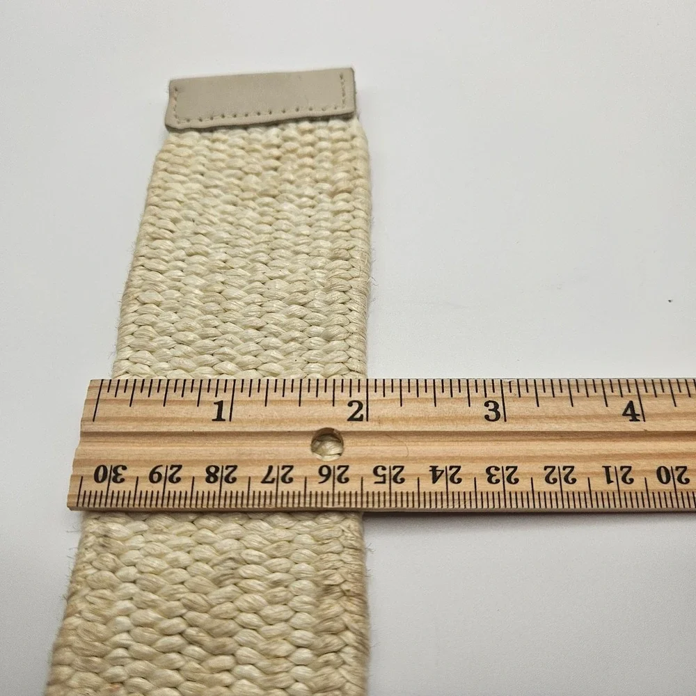 Wrap Belt Woven Raffia Vintage Ivory 55in Wrapped Round Buckle Boho Chic